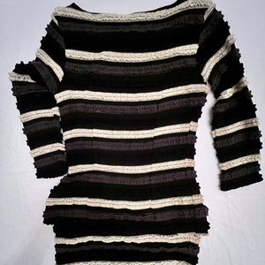 Sharagano sweater dress size 6, black, grey and white